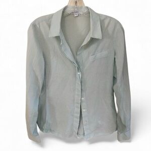 James Perse button down shirt size 3/L 100% cotton in pretty sea foam color